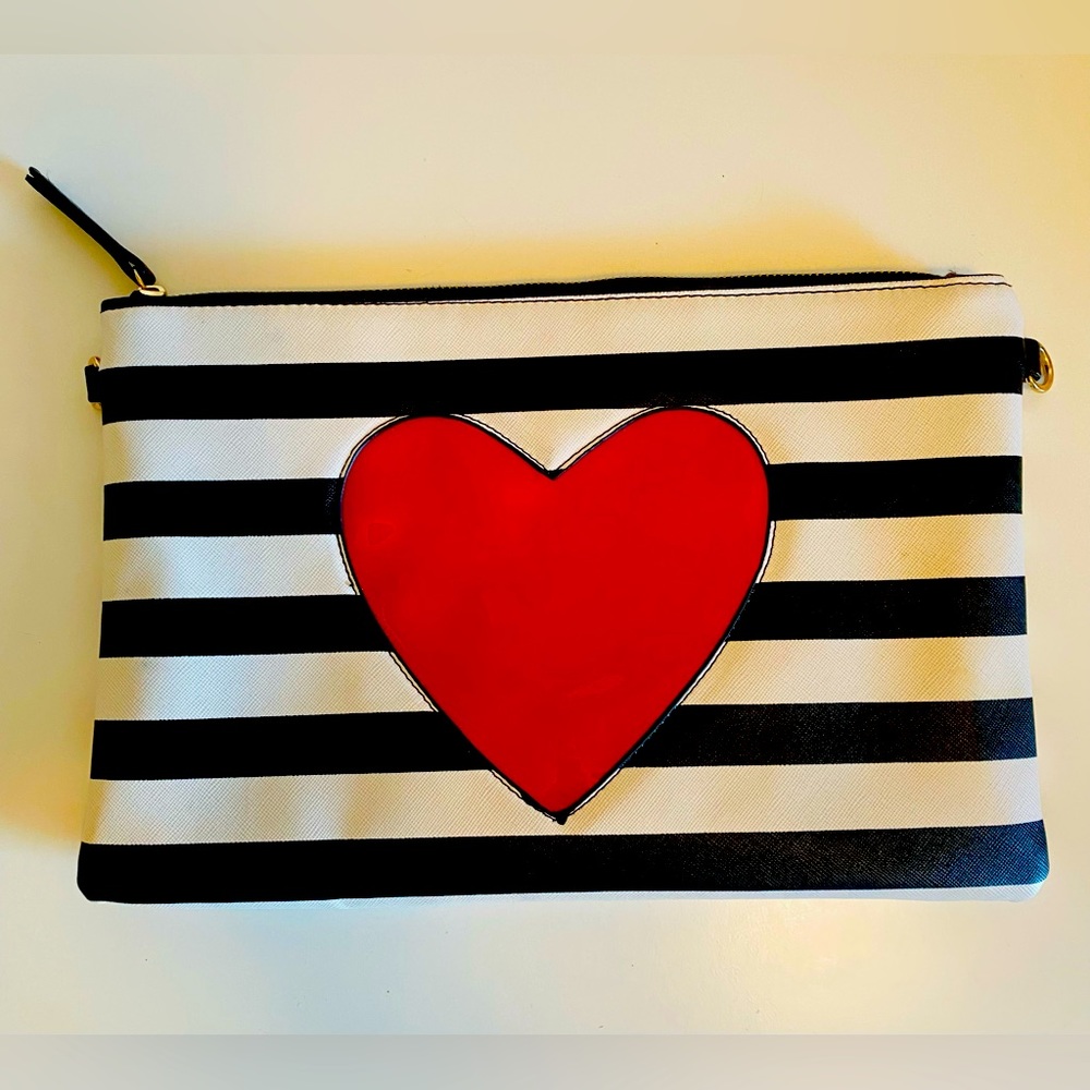 Stripped Black and White Clutch